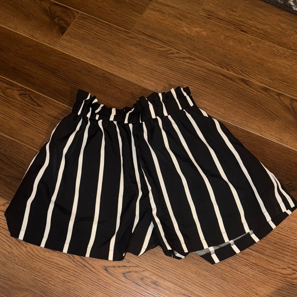 Black and White Striped Shorts